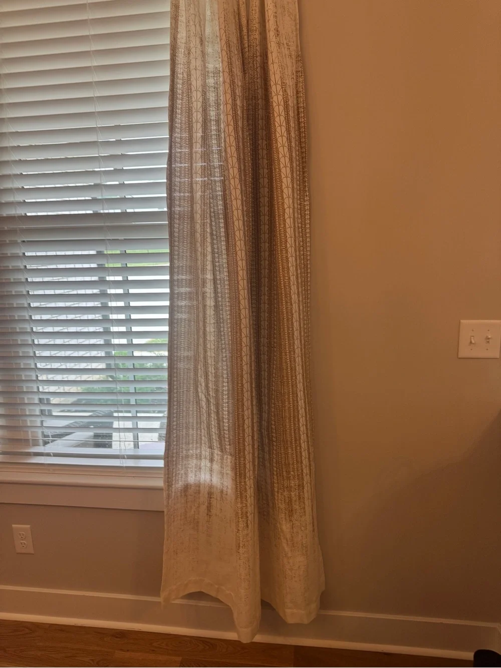 West Elm Beige Textured Curtain Panel with Subtle Pattern